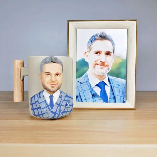 uDesign優湛 【客製化3D人像公仔】訂製手作似顏繪馬克杯咖啡男生老公生日禮物