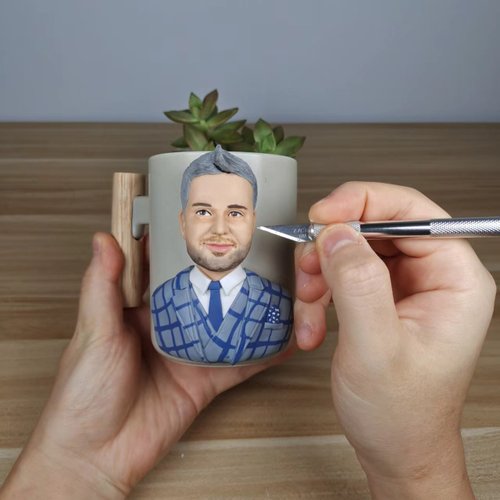 Pure handmade custom wooden handle mug 3D self-portrait like Yan painted  girlfriend wife birthday wedding anniversary gift - Shop uDesign Mugs -  Pinkoi