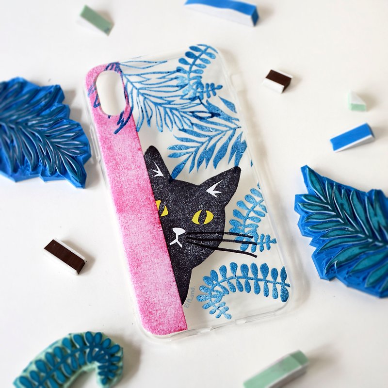 The Stamp Style little Black cat pattern phone case, for iPhone, Samsung - Phone Cases - Plastic Multicolor