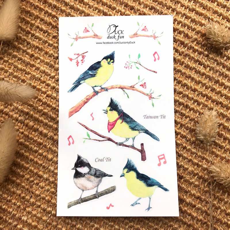 Happy singing bird tit sticker - Stickers - Paper Gray
