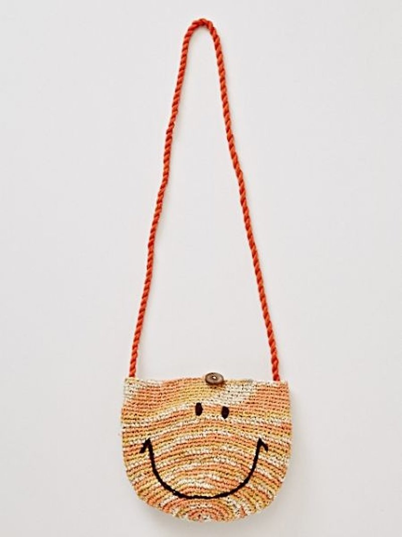 ✱ smile knitting oblique backpack ✱ (three-color) - กระเป๋าแมสเซนเจอร์ - ผ้าฝ้าย/ผ้าลินิน หลากหลายสี