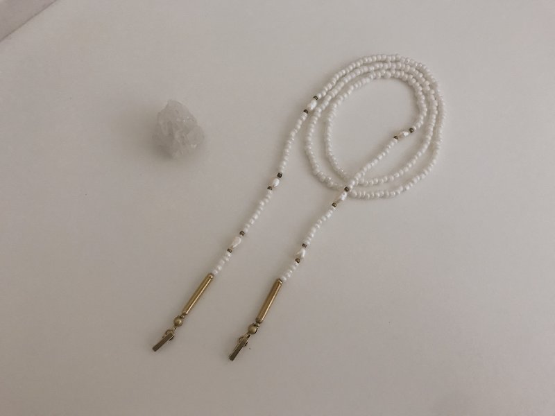 地仙 L&#x27;IMMORTEL 訂製 簡單日常・黃銅珍珠天然石 多用口罩鍊 手