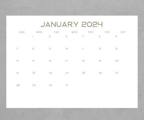 thegoodvibes 2024 Printable Calendar Landscape, Minimalist Monthly Calendar, Printable