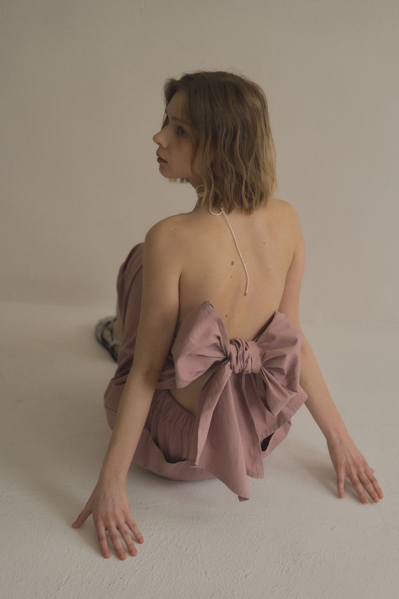 three-way wrap jumpsuit 三穿綁帶設計連身褲 - 吊帶褲/連身褲 - 棉．麻 粉紅色