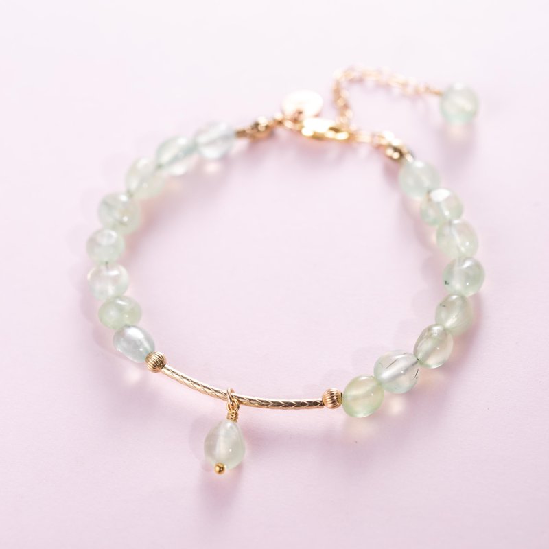 グレープ石の卵形パッケージ14Kゴールドブレスレット|ナチュラルクリスタルメイ誕生石ブレスレット|カスタマイズされたギフト - ブレスレット - クリスタル グリーン