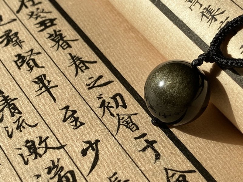 【晝金夜守。金曜石項鍊】 編織項鍊、男生項鍊、女生項鍊 - 長項鍊 - 其他材質 黑色