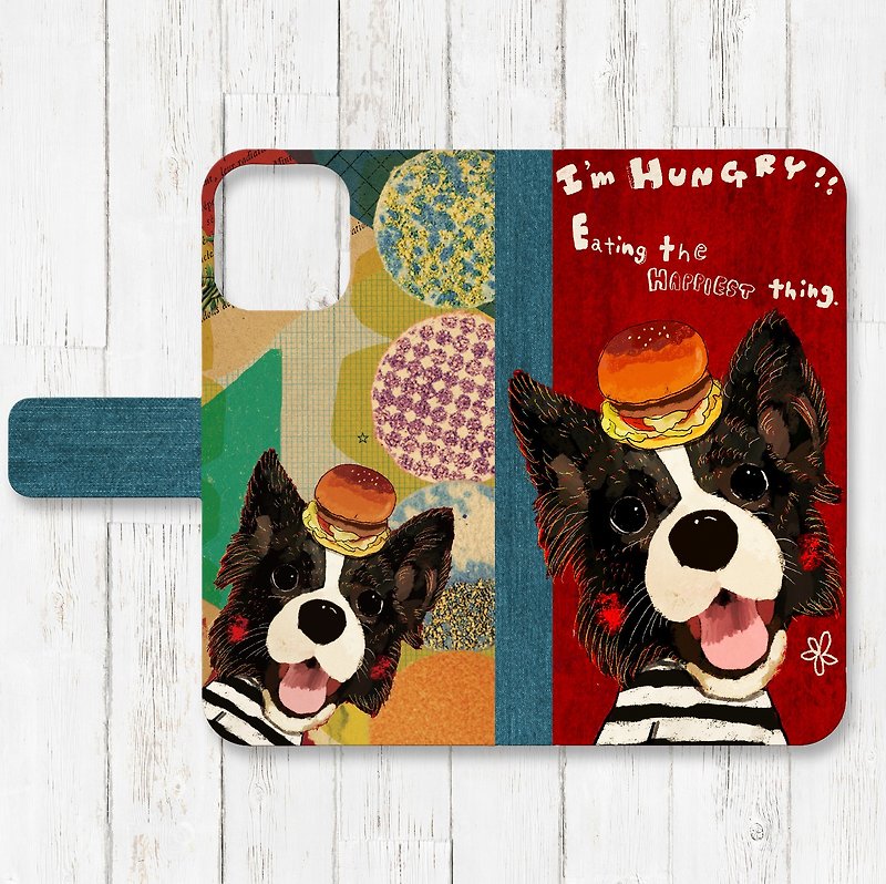 Border Collie notebook type iPhone smartphone case - Phone Cases - Faux Leather 