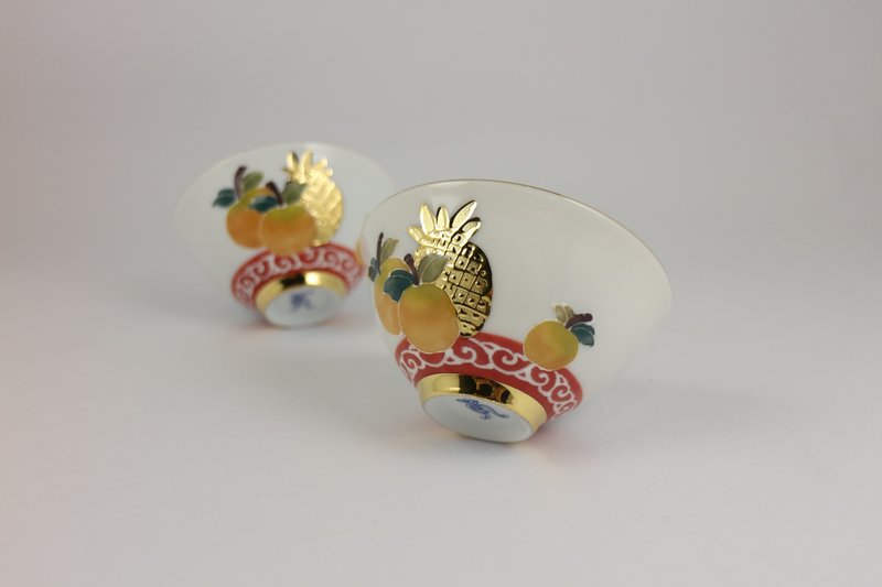 純手繪茶杯-吉利旺來對杯(大飲杯)-紅底 - 茶壺/茶杯/茶具 - 瓷 紅色