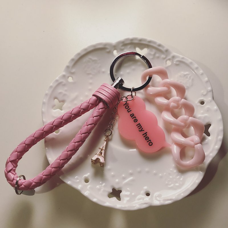 Eiffel Tower key ring key ring Christmas gift exchange gift New Year gift tail tooth gift - Keychains - Acrylic Pink