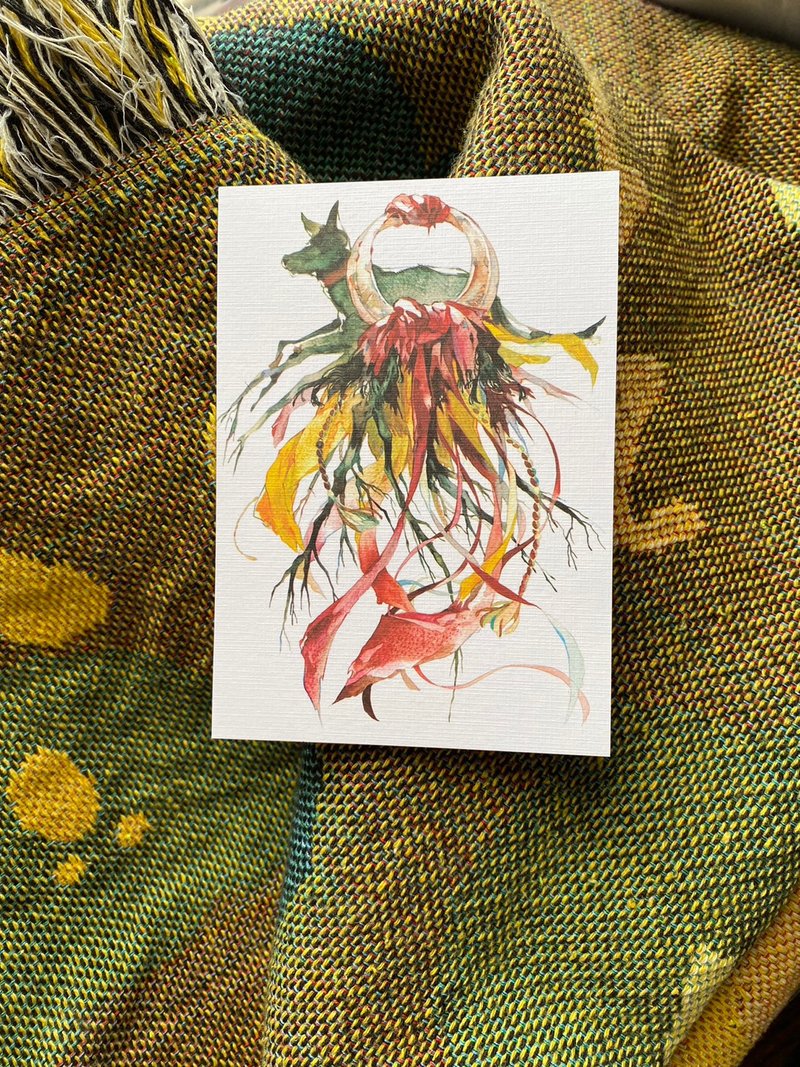 [Curly Beard Studio] Tsou Cultural and Creative Postcard - Armband and Hound - Cards & Postcards - Paper 