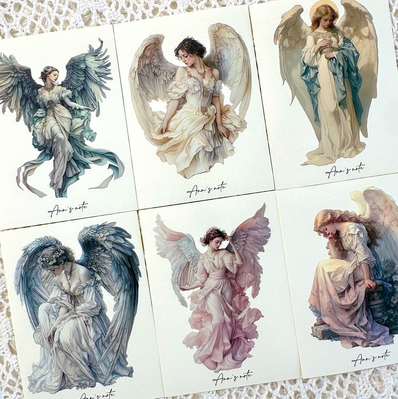 vintage angel pack sticker (anns note) person girl - 貼紙 - 紙 多色