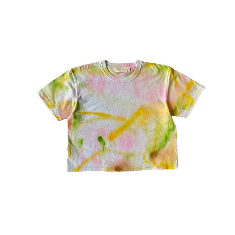 Short fit cotton hand-painted T-shirt - Women's T-Shirts - Cotton & Hemp Multicolor