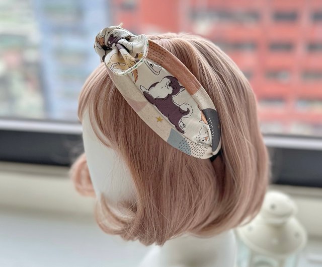 パッチワーク結びリボンカチューシャヘッドバンドヘアアクセサリー