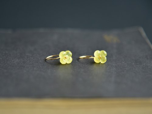 山木手作 【金桂】Amber天然琥珀蜜蠟 桂花耳墜