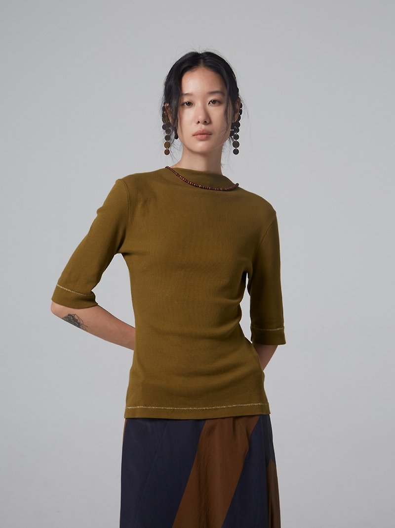 Silk and Lindes wool inner wear gamboge - Women's Sweaters - Wool Brown