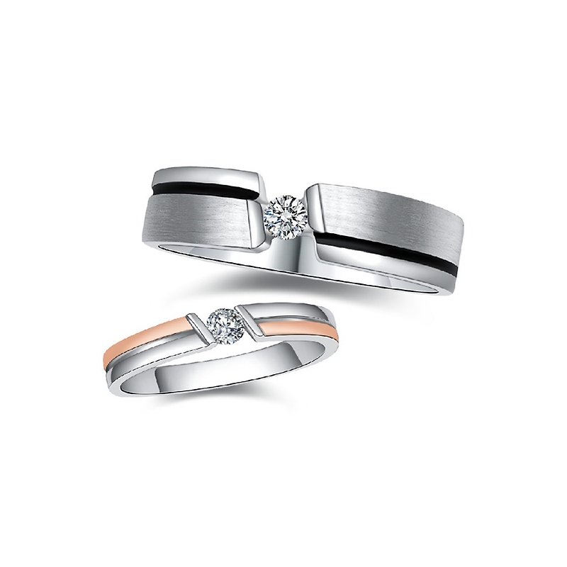 結婚對戒 婚戒 /Love Wall 我愛妳 鑽石戒指 - 對戒 - 鑽石 銀色