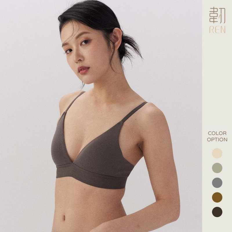柔韌・低脊心純色三角杯 - 女內衣褲 - 棉．麻 灰色