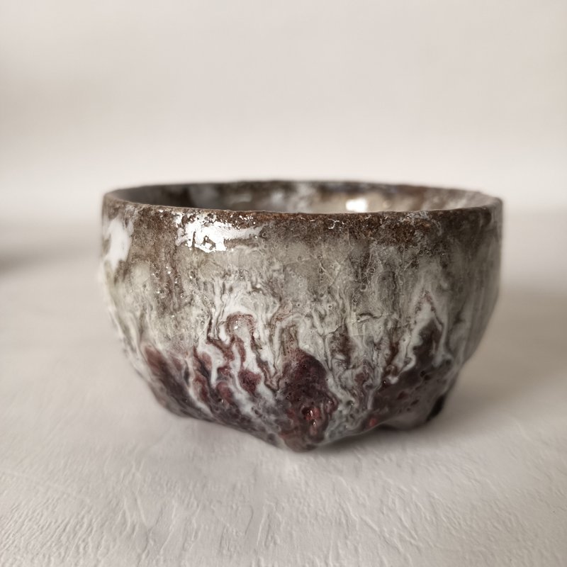 志野重彩小茶碗杯陶藝家陳炫亨手捏陶創作 - 茶壺/茶杯/茶具 - 陶 多色
