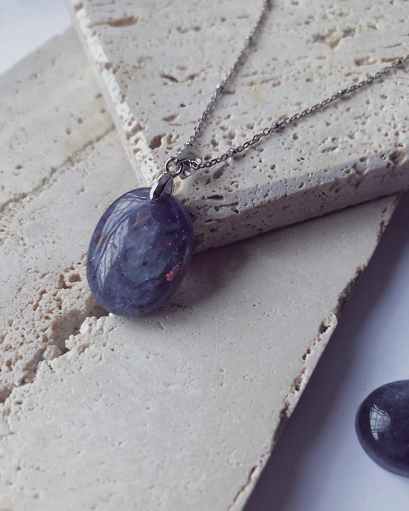 March Birthstone Planet Blood Drop S925 Sterling Silver Necklace - Necklaces - Semi-Precious Stones Transparent