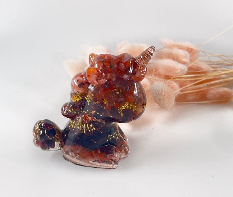 Orgonite Energy Unicorn - red Stone, orange Stone, red agate (large) - Items for Display - Semi-Precious Stones 