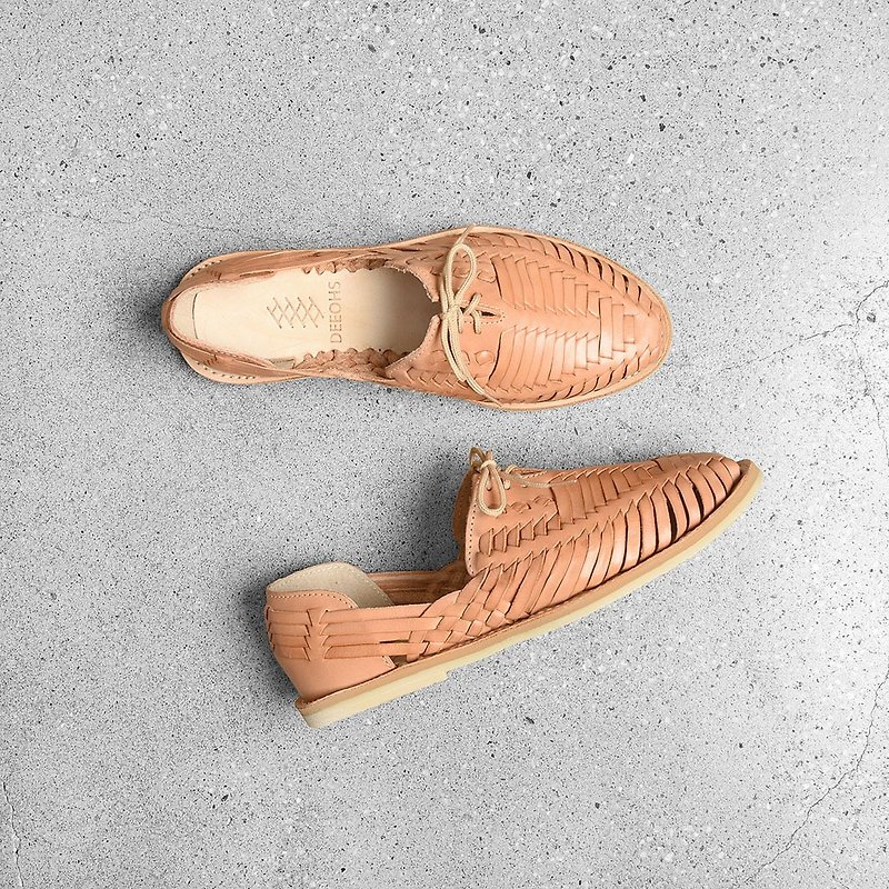Huaraches hand-woven sandals - รองเท้ารัดส้น - หนังแท้ สีส้ม