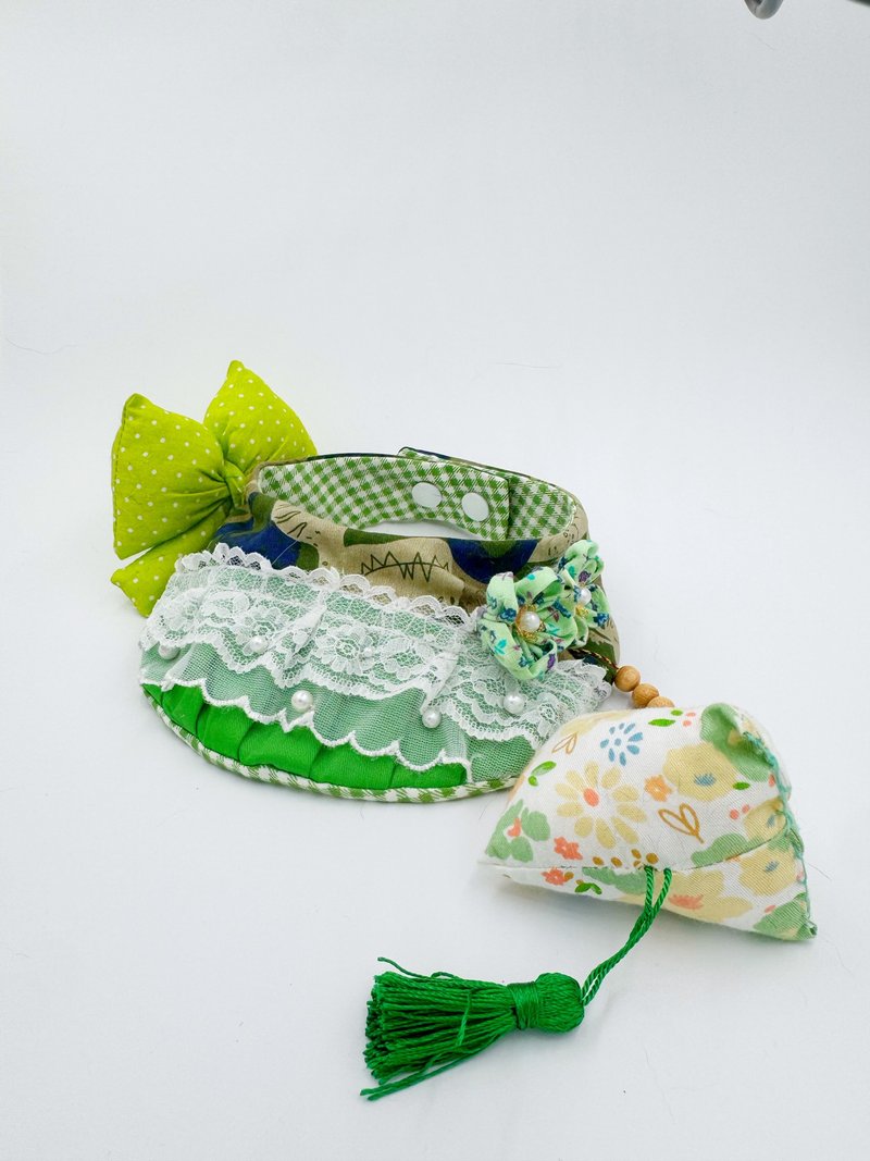 UMI Clothes   端午節限定手工寵物領巾 - 寵物衣服 - 棉．麻 綠色