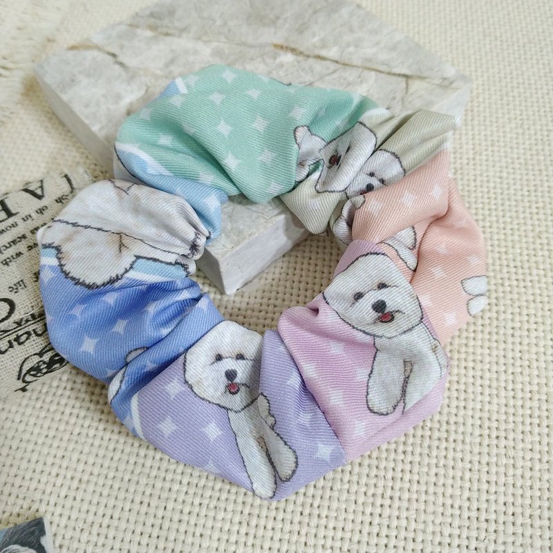 Rainbow Starburst- Scrunchie Tie_Bichon Frize_Ponytail Headband - เครื่องประดับผม - เส้นใยสังเคราะห์ 