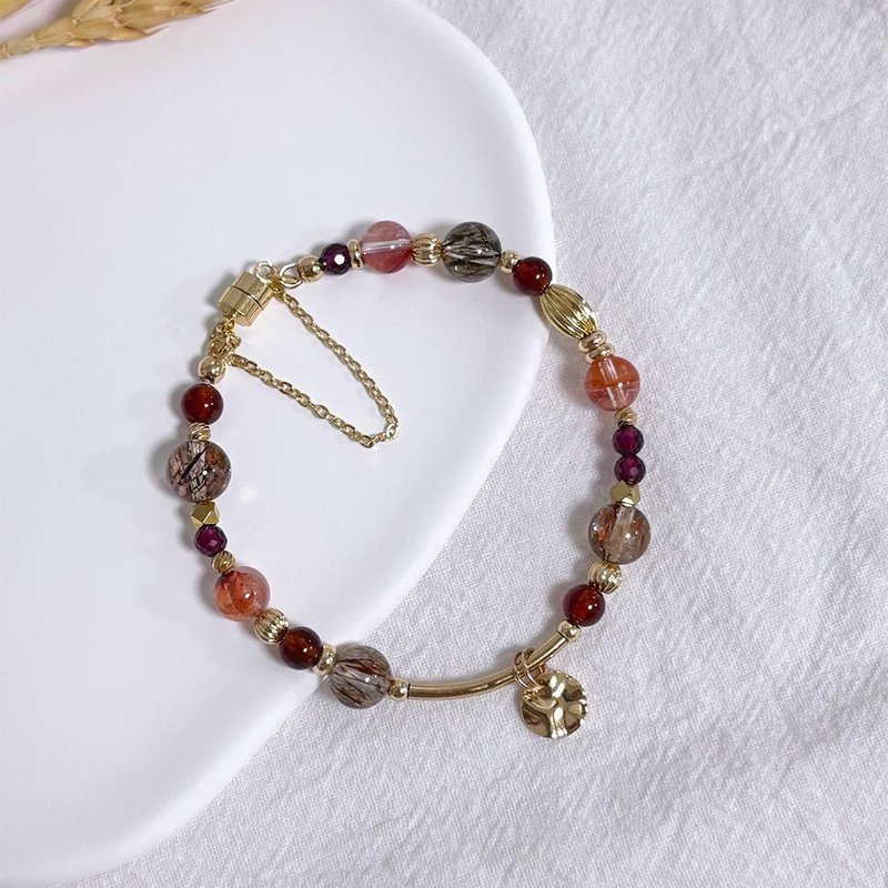 Maple Red/Red Gum Flower Bracelet - Bracelets - Crystal Red