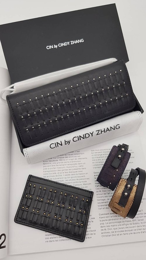 CINDY ZHANG Classic 編織黑色長夾