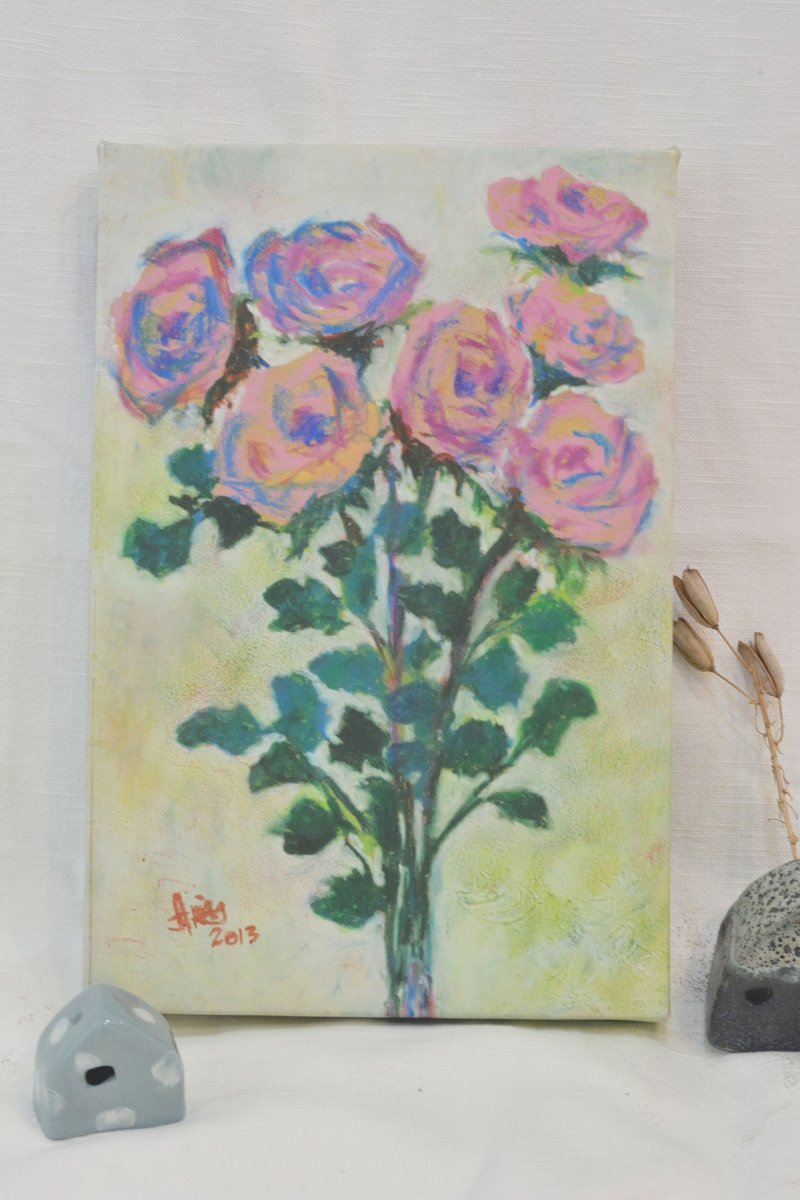 [Hand-painted frameless painting] Roses (exquisite printing version) - โปสเตอร์ - วัสดุอื่นๆ หลากหลายสี