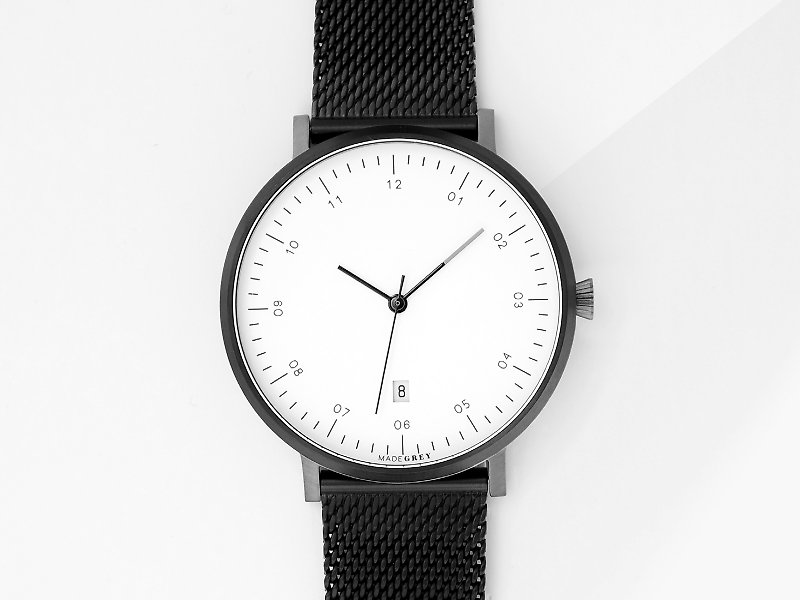 黑 x 灰色 MG001 手錶 | 客製刻字 - 男錶/中性錶 - 不鏽鋼 黑色