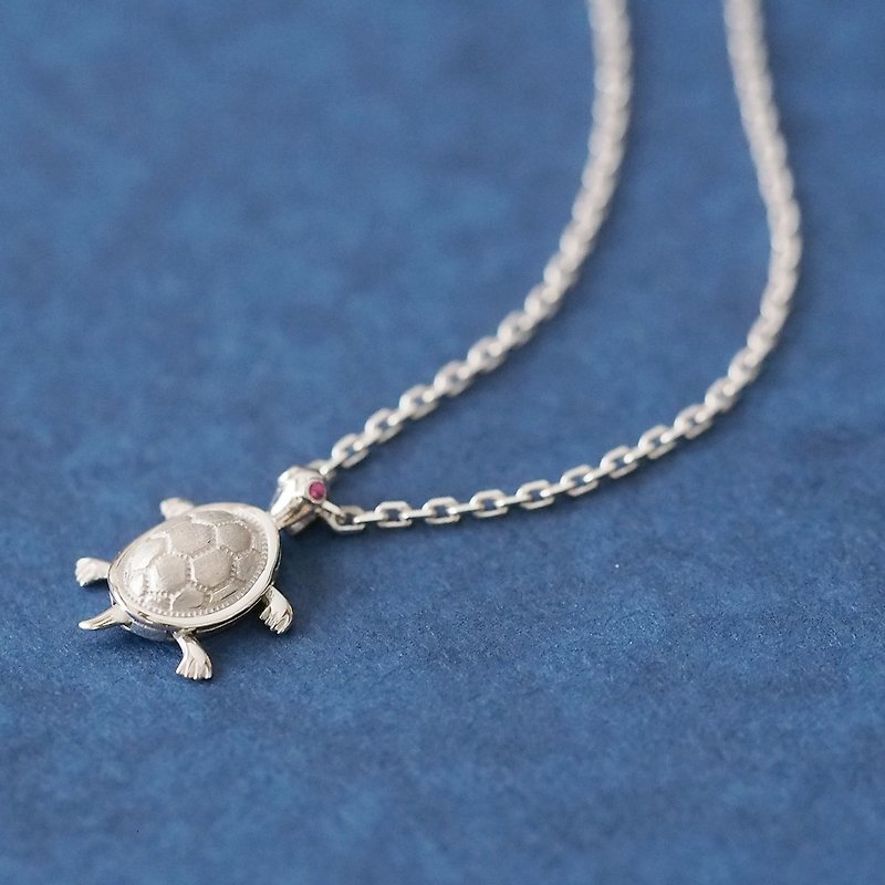 Moving tortoise men's necklace 925 Silver - Necklaces - Other Metals Silver
