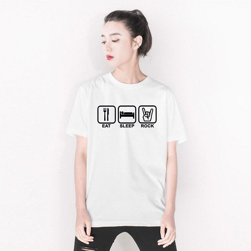 Eat Sleep Rock unisex white t shirt - Women's T-Shirts - Cotton & Hemp White