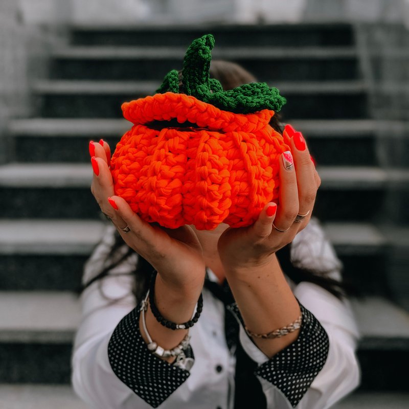 Crochet pattern basket pumpkin Halloween Thanksgiving, PDF and video tutorial - DIY 教學/工具書 - 其他材質 