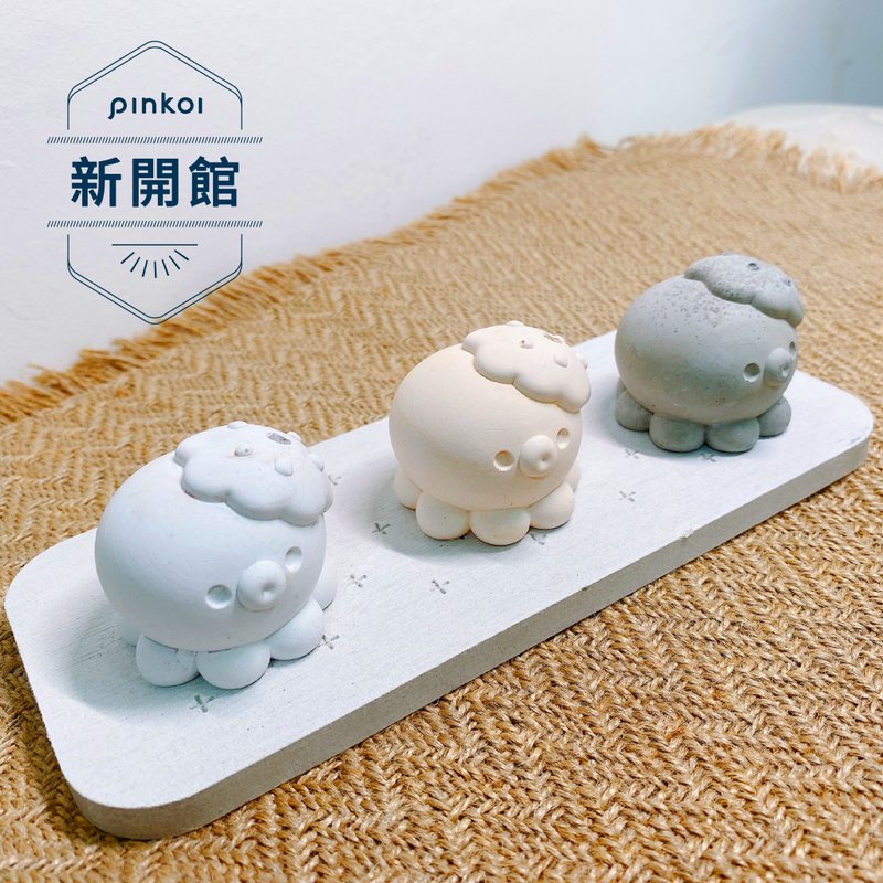 小章魚環保水泥擴香石線香座 交換禮物 聖誕 - 香氛/精油/擴香 - 水泥 白色
