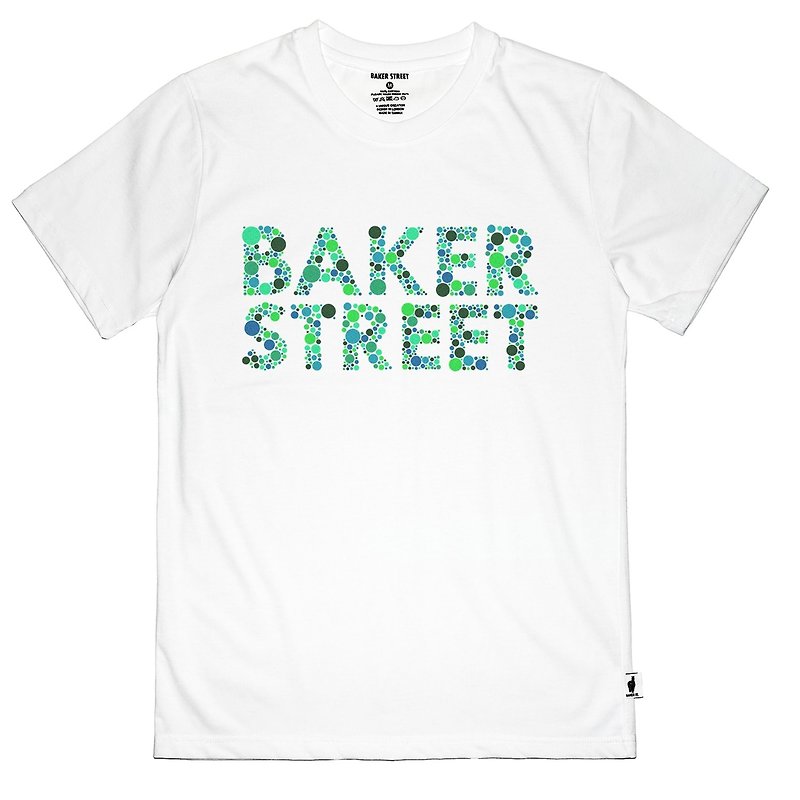 British Fashion Brand -Baker Street- Color Blindness Fonts Printed T-shirt - เสื้อยืดผู้ชาย - ผ้าฝ้าย/ผ้าลินิน ขาว