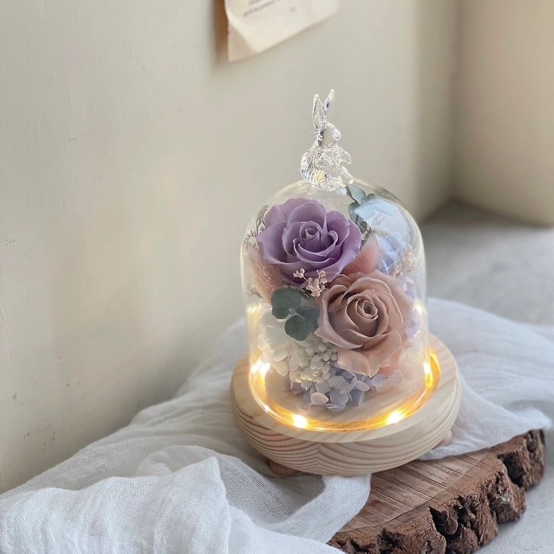 Noemie fleurs • Flower Island | Preserved Flower Glass Cup | Birthday Gift/Valentine's Day - Dried Flowers & Bouquets - Plants & Flowers Purple