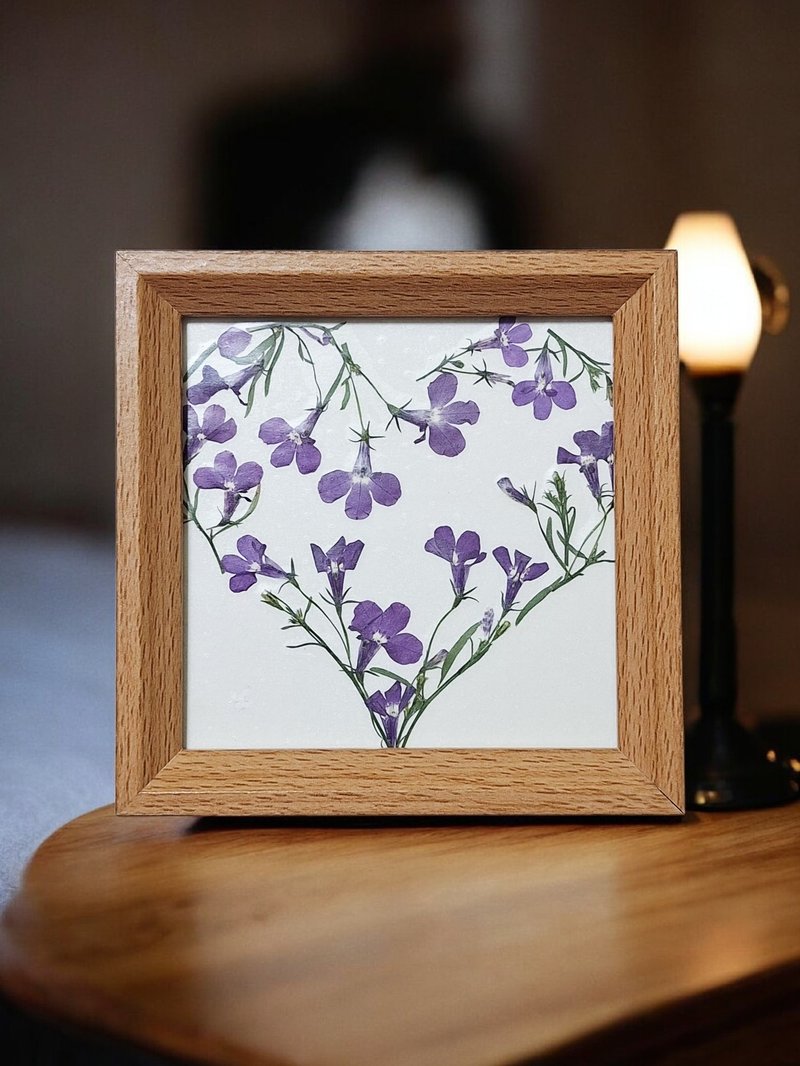 Pressed real flower nightlight wood base night light, home decor - โคมไฟ - ไม้ หลากหลายสี