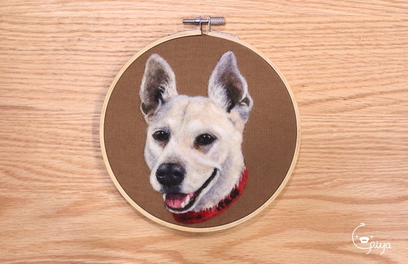 Pet Realistic Wool Felt Painting Hanging Ornament - Customized Dog - พวงกุญแจ - ขนแกะ 
