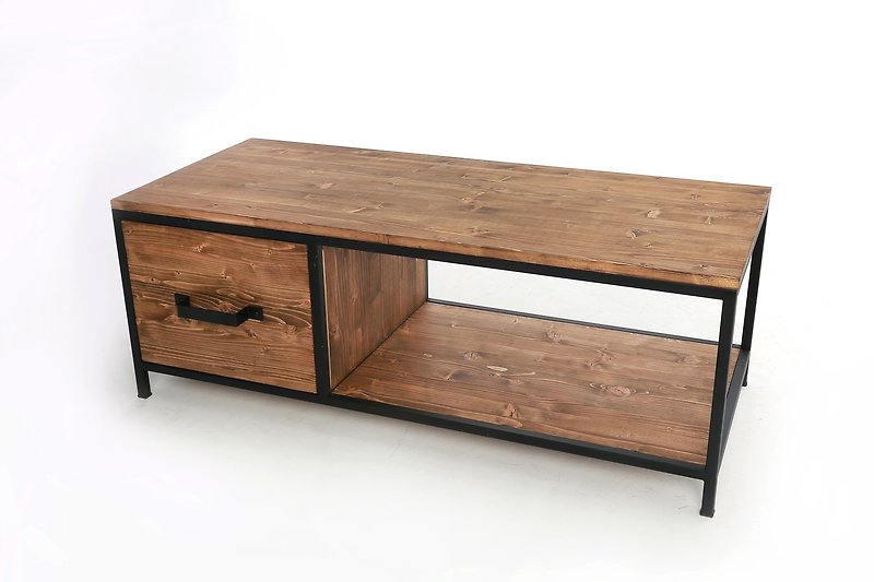 Industrial wind front and rear drawer tea table - งานไม้/ไม้ไผ่/ตัดกระดาษ - กระดาษ สีนำ้ตาล