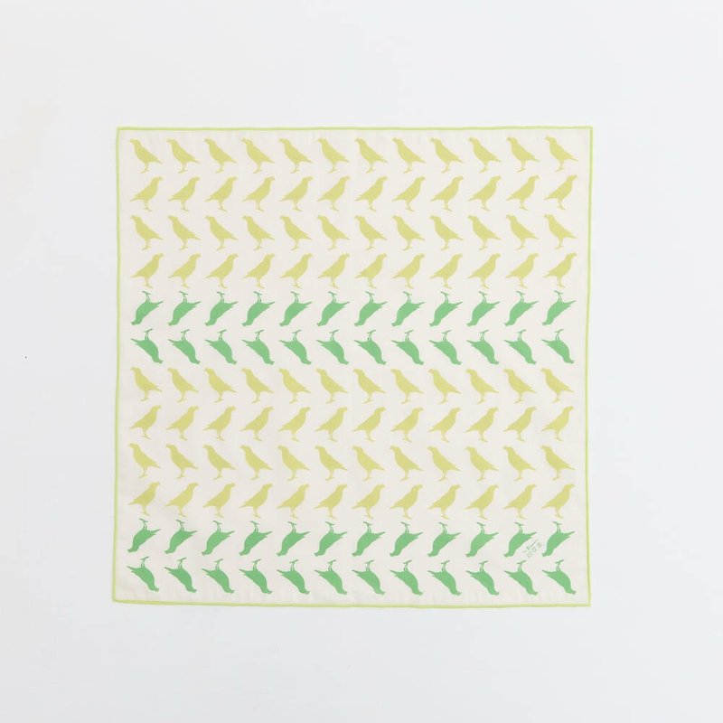 Furoshiki Cloth/Crested Myna No.5/Spring Green - Handkerchiefs & Pocket Squares - Cotton & Hemp Green