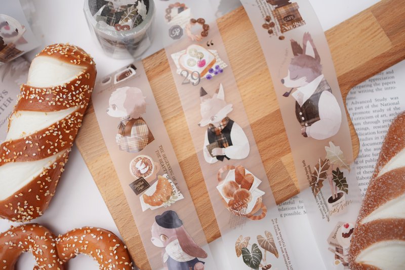 Matte PET Tape (with special oil and release paper) - Tartan Café is opening! - มาสกิ้งเทป - พลาสติก สีนำ้ตาล