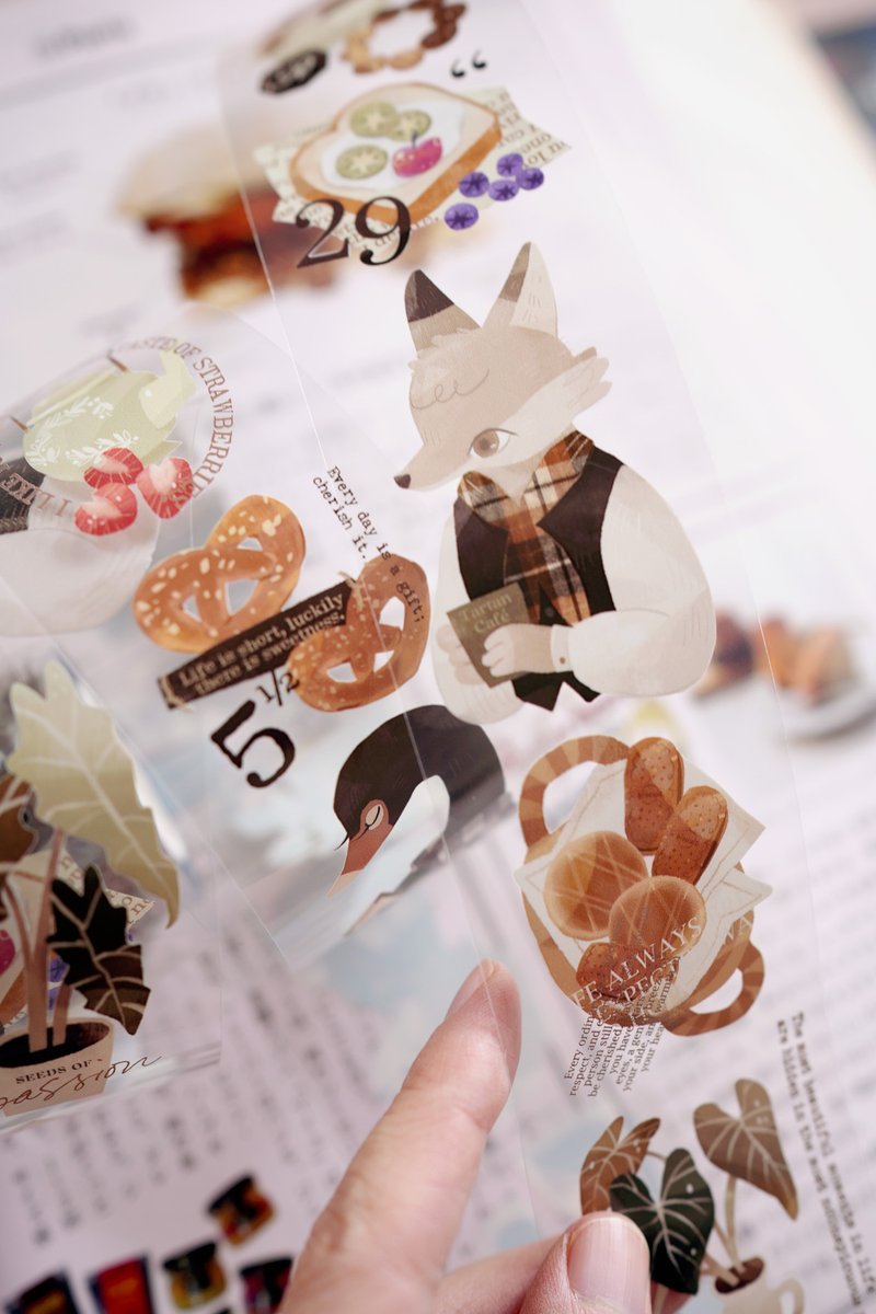 霧面PETテープ(特殊オイルと離型紙付き)- カフェのグリッド営業中 - マスキングテープ・PET テープ - プラスチック ブラウン