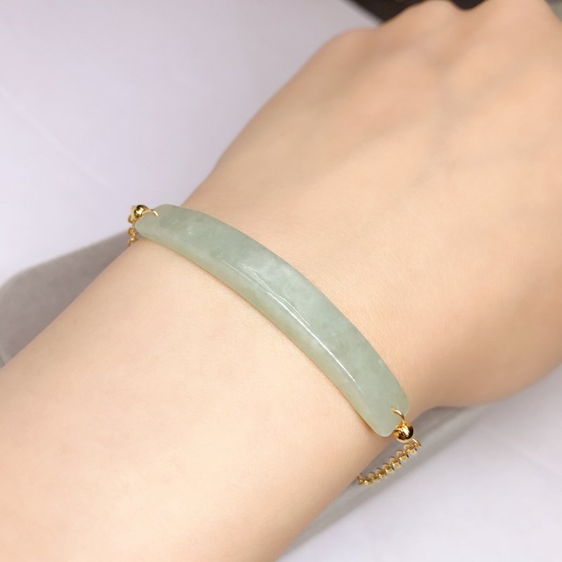 [May Nothing Happen] Ice jadeite Wushi brand design bracelet 14K gold-filled | Natural Burmese A-grade jadeite | - สร้อยข้อมือ - หยก สีเขียว