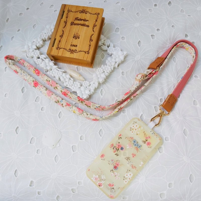 Three-in-one multi-functional rose pink rose Korean cotton mobile phone oblique strap / oblique strap / back rope / lanyard - เชือก/สายคล้อง - ผ้าฝ้าย/ผ้าลินิน สึชมพู