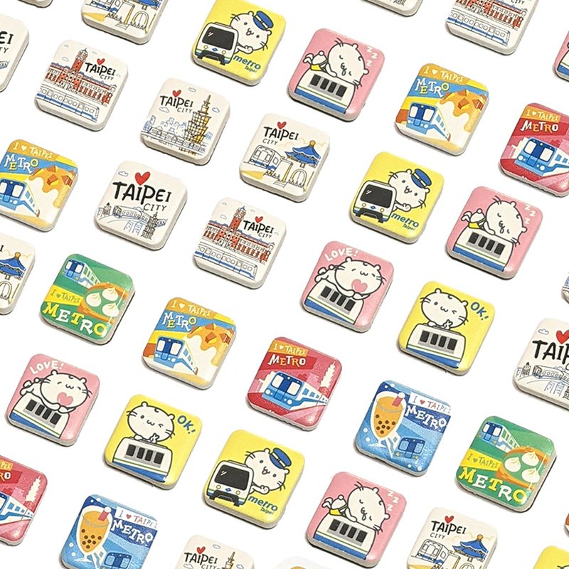 【Roaming Taiwan X Taipei MRT】Taipei MRT ceramic tile magnet (3 types) - Magnets - Porcelain 