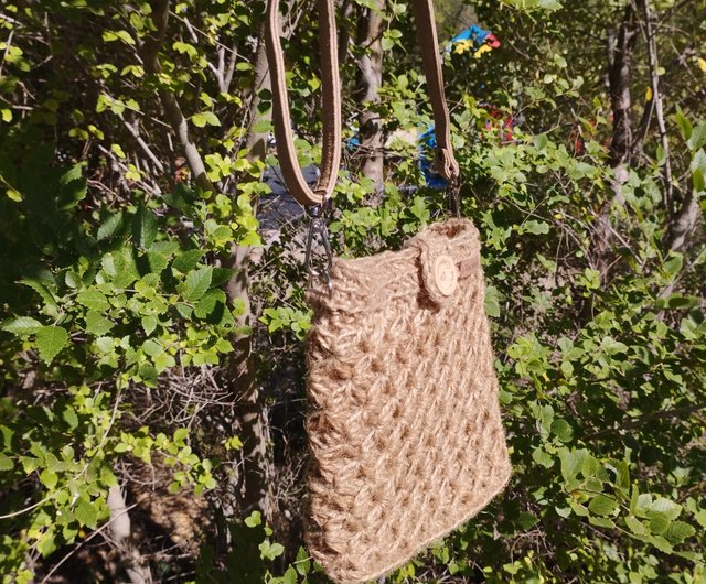 Jute bag small Phone bag crochet Crossbody crochet bag Shoulder