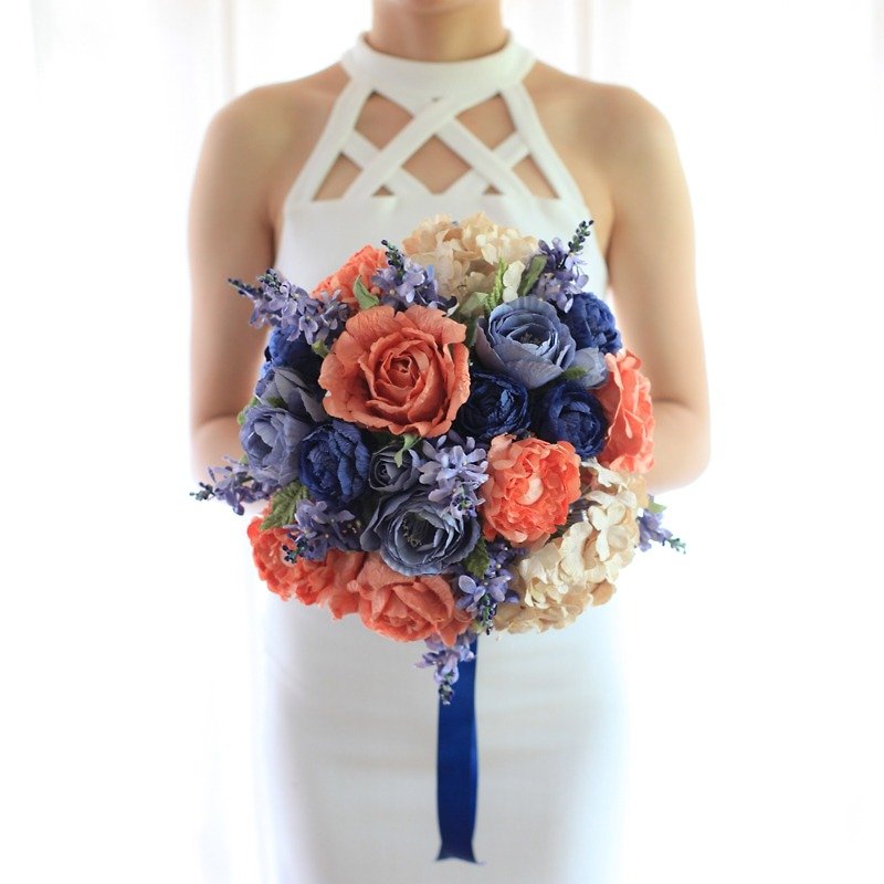 MB320 : Bridal Wedding Bouquet, Wild Blue Lilac - Other - Paper Blue