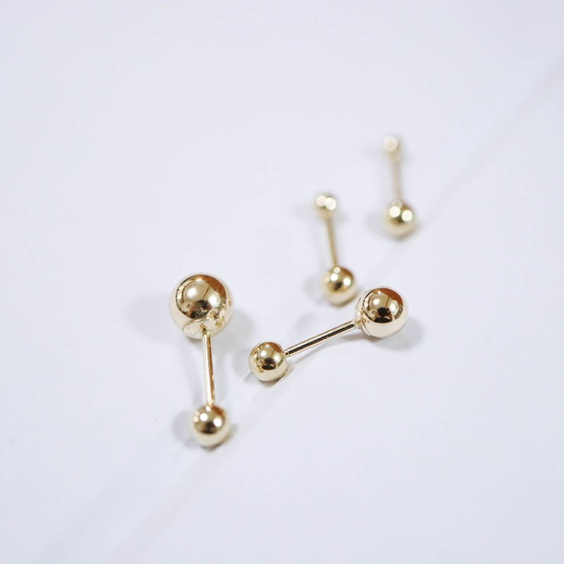 Turn beads 14K light bulb turn beads yellow K gold rose gold lock bead earrings pure K gold earrings - ต่างหู - เครื่องประดับ 