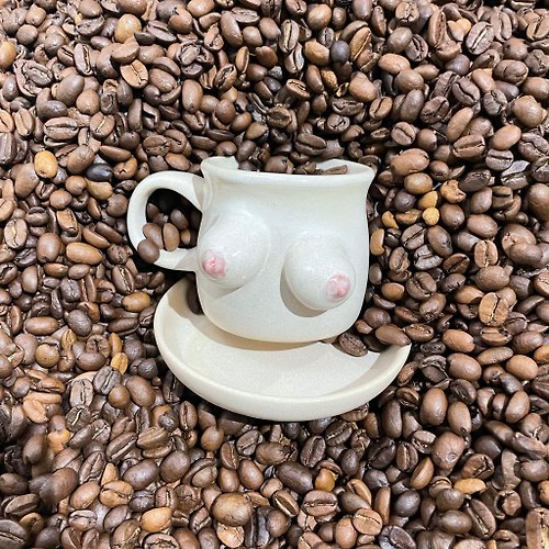 Gumenchuk ceramics Handmade espresso set coffee mugs with personalized boobs